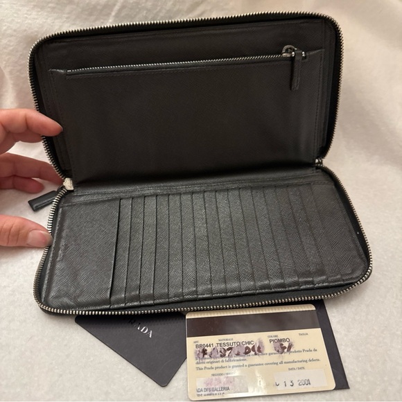 PRADA BR0441 Tessuto Chic Gray XLarge Organizer Wallet and Original COA Card - Picture 12 of 16